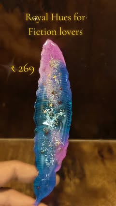 Blue and violet resin feather bookmark