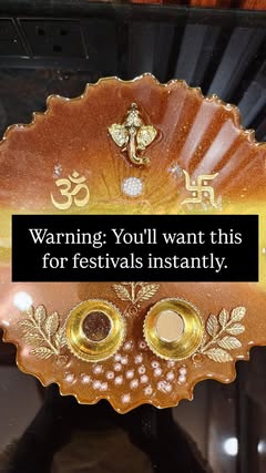 Amber resin tilak platter with Ganesha and kumkum bowls
