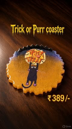 Trick or Purr Halloween coaster